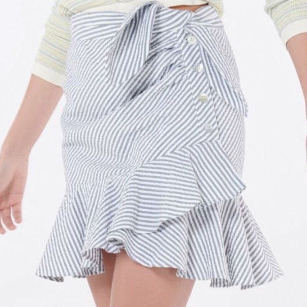 VERONICA BEARD Kaia Seersucker Ruffle Skirt size 0